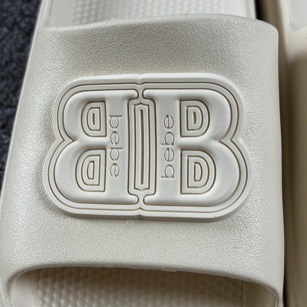 Bebé Womens White Slide 3D Logo  Sandals size 6  Pool, Beach , Casual New - Picture 5 of 8